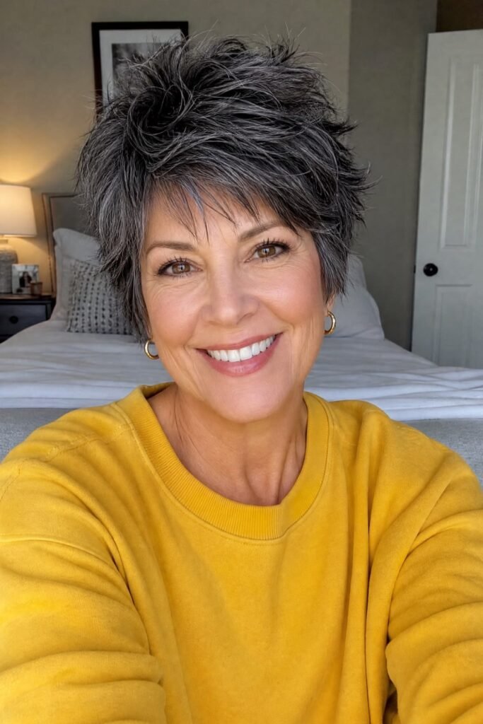 8. Spiky Textured Pixie Cut with Piecey Bangs