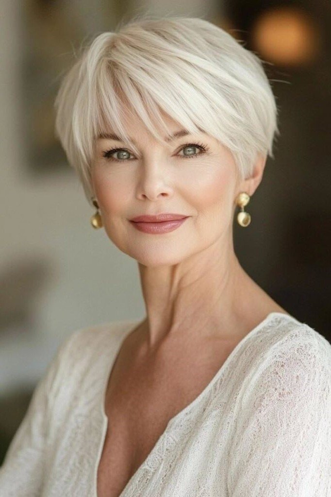 9. Sleek Tapered Pixie with Side-Swept Bangs
