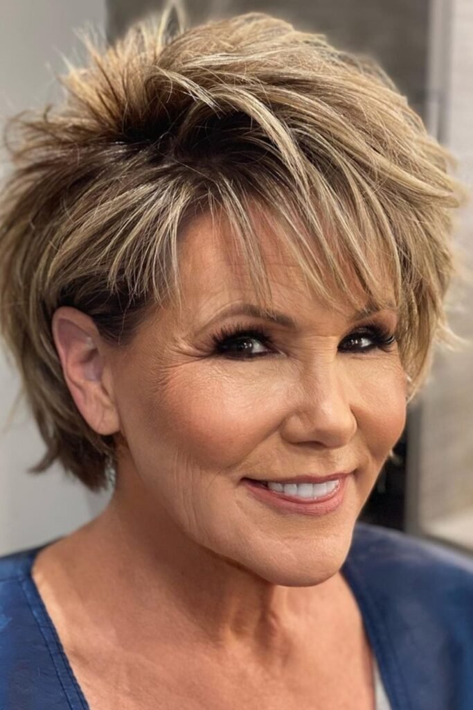 10. Spiky Textured Pixie with Highlights