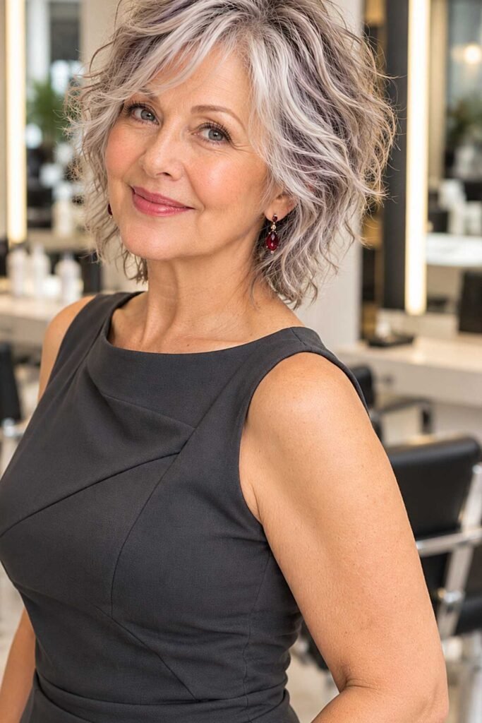 14. Short Wavy Bob with Side Bangs