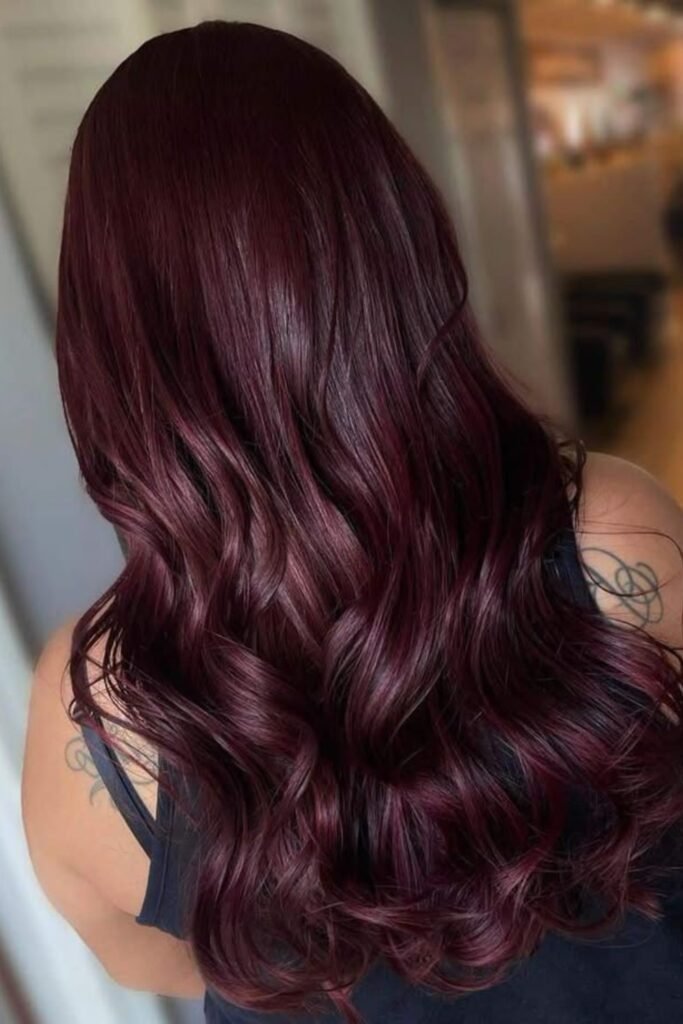 2. Rich Cherry Burgundy Long Waves
