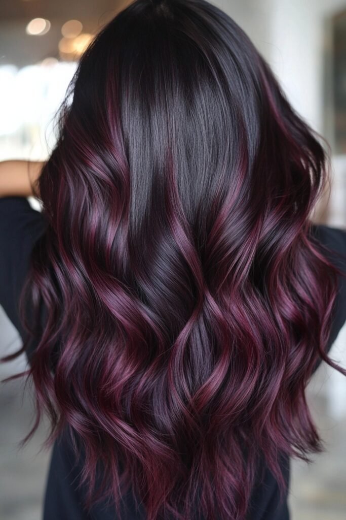 7. Black Base with Plum Cherry Highlights