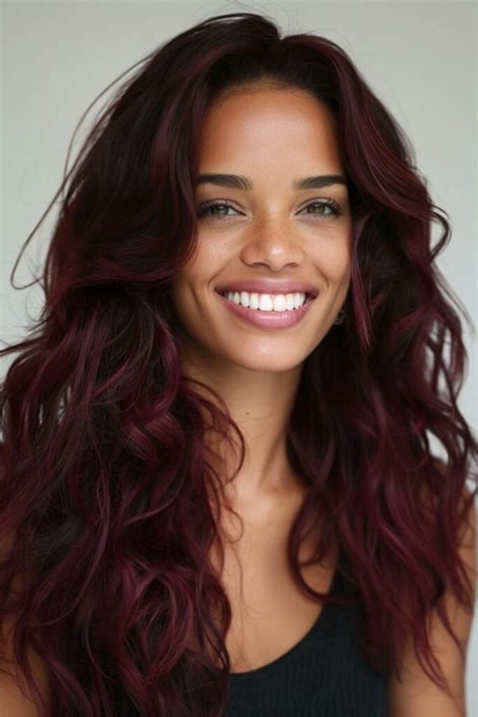 12. Voluminous Burgundy Cherry Curls