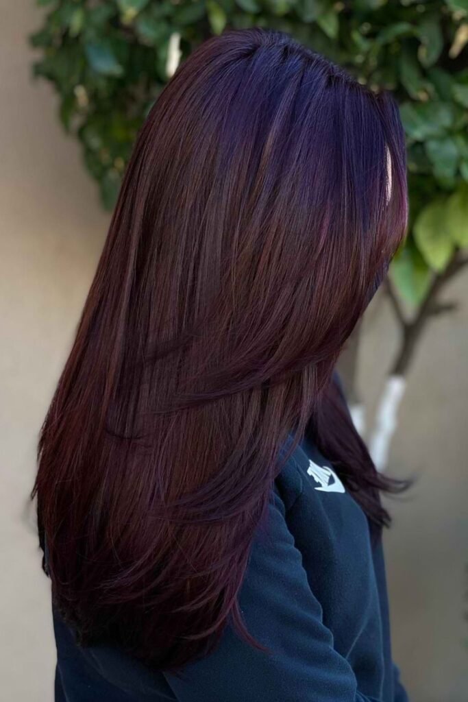 14. Layered Cherry Brown with Violet Roots