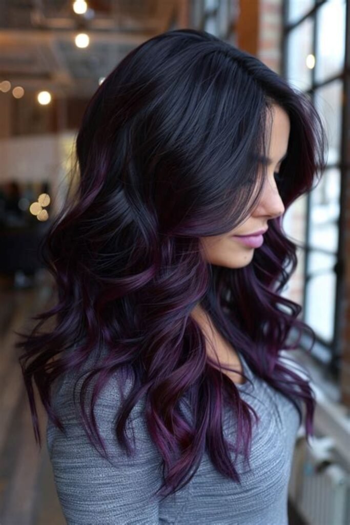 15. Black Plum Layers with Deep Violet Ends