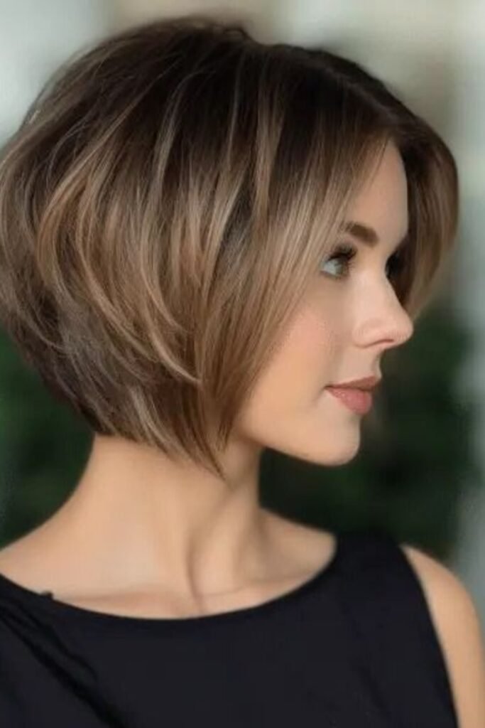 5. (Short Stacked Brown Bubble Bob)
