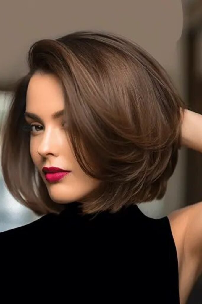 10. (Chestnut Brown Bouncy Layered Bubble Bob)