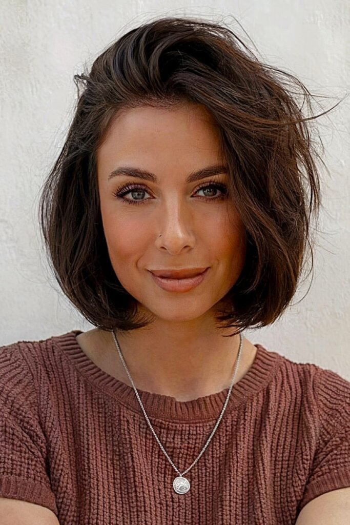 12. (Tousled Dark Chocolate Windswept Bob)