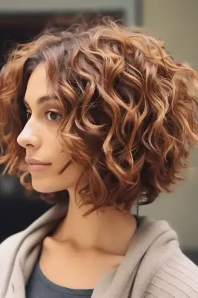 16. (Curly Auburn Caramel Bubble Bob)