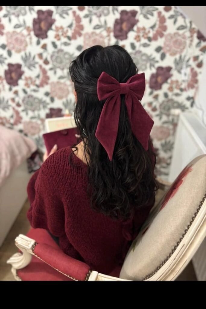 11. Matte Burgundy Bow with Chunky Burgundy Knit