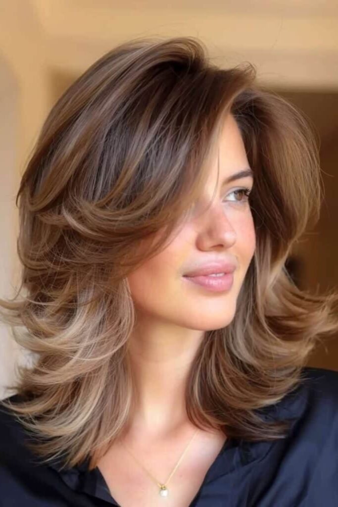 5. Shoulder-Length Mocha With Caramel Ombre