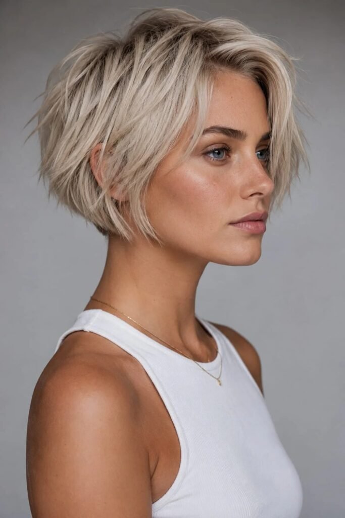 2. Choppy Ash Blonde Pixie Bob