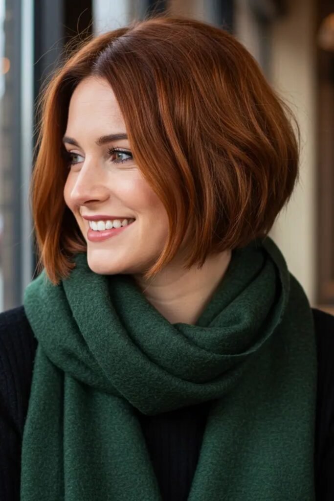 1. Copper Auburn Rounded Cinch Bob with Side Part