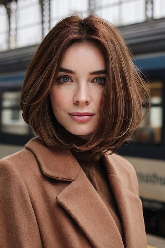16. Chestnut Rounded Cinch Bob with Center Part