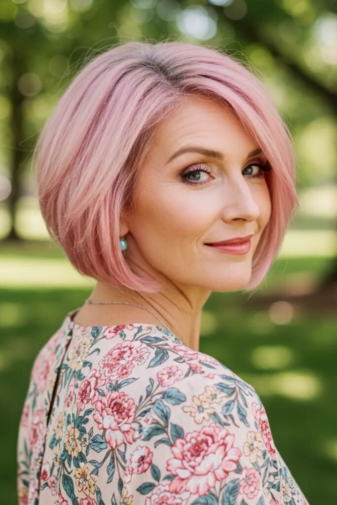 20. Soft Pink Cinch Bob with Side Sweep