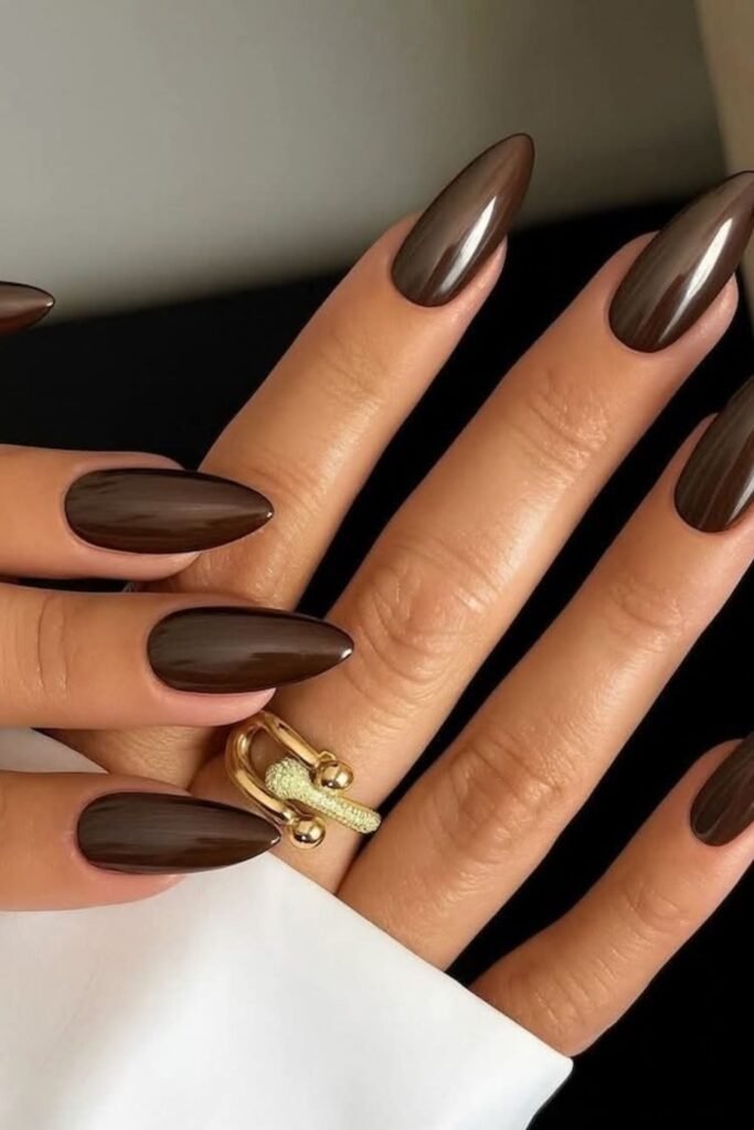 18. Rich Espresso Almond Nails