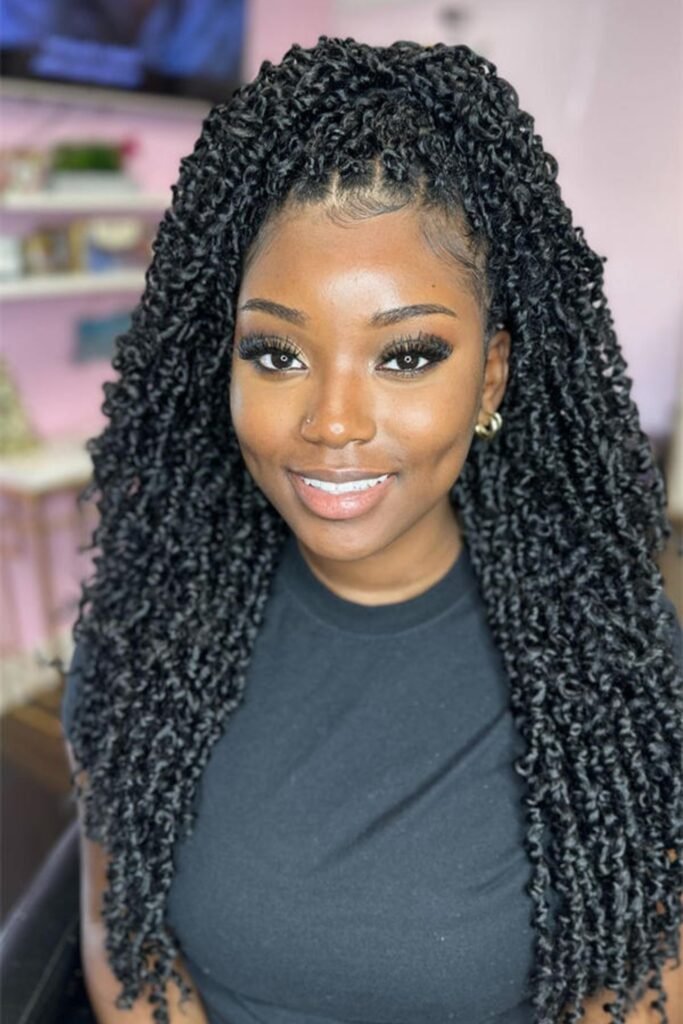 10. Half-Up Passion Twists with Triangle Parts