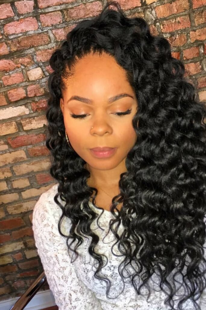 19. Loose Deep Wave Crochet with a Side Part