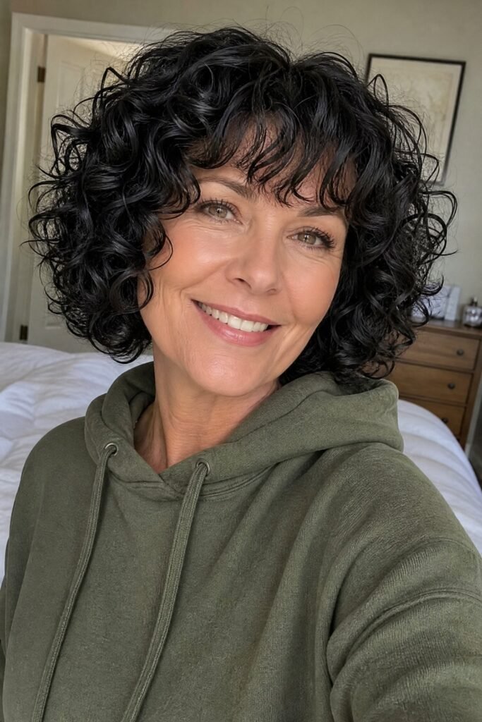 6. (Black Curly Bob with Full Bangs)