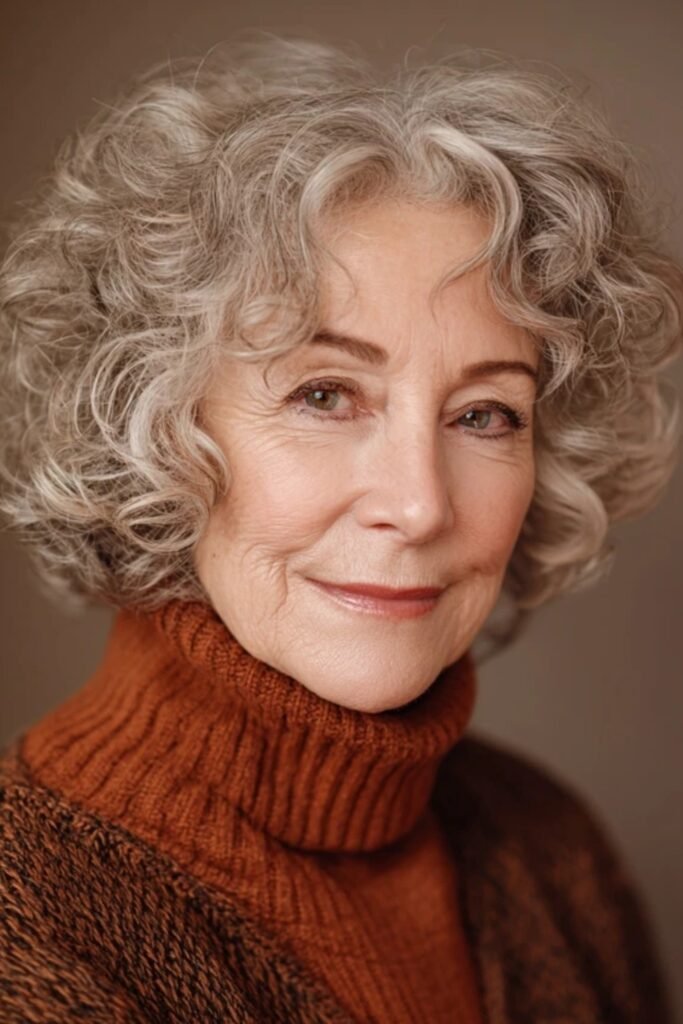 19. (Soft Gray Round Curl Bob)