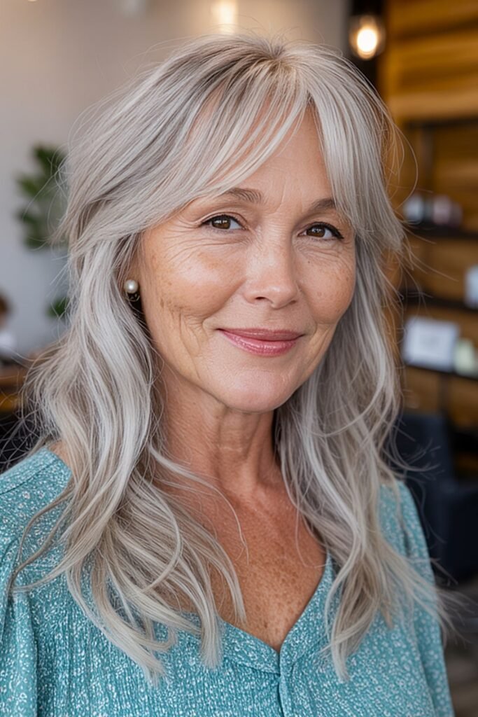19. Long Soft Waves in Silver Ash Blonde