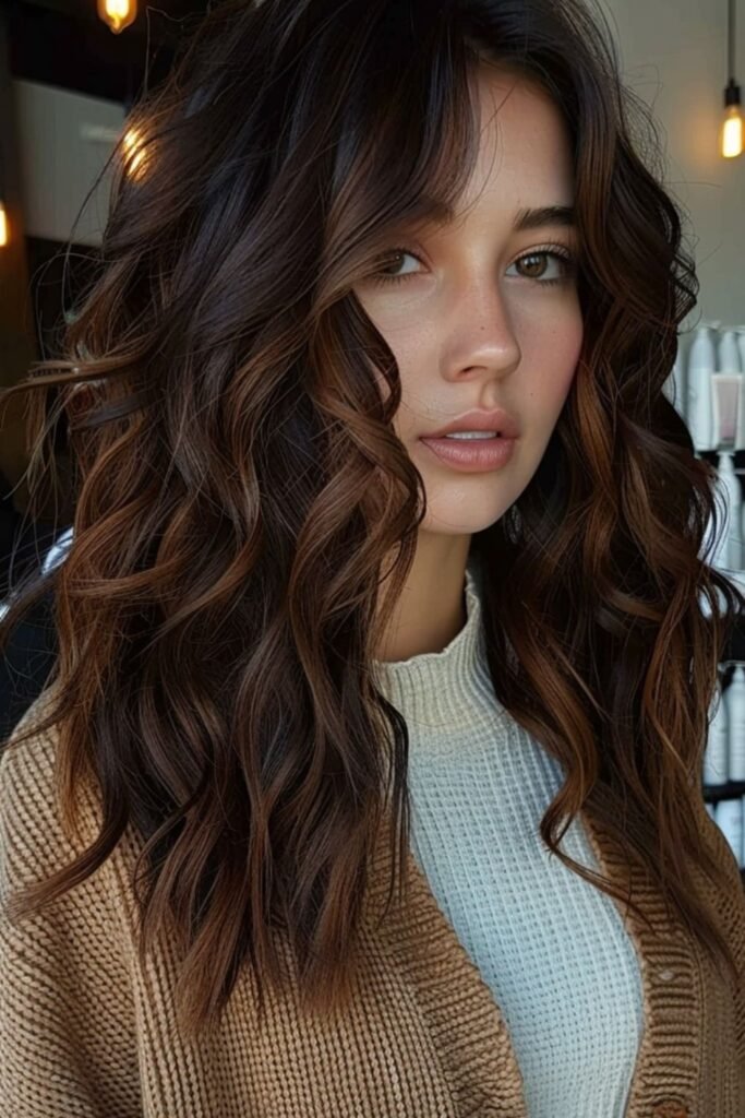 17. Chestnut Ombre with Curtain Bangs