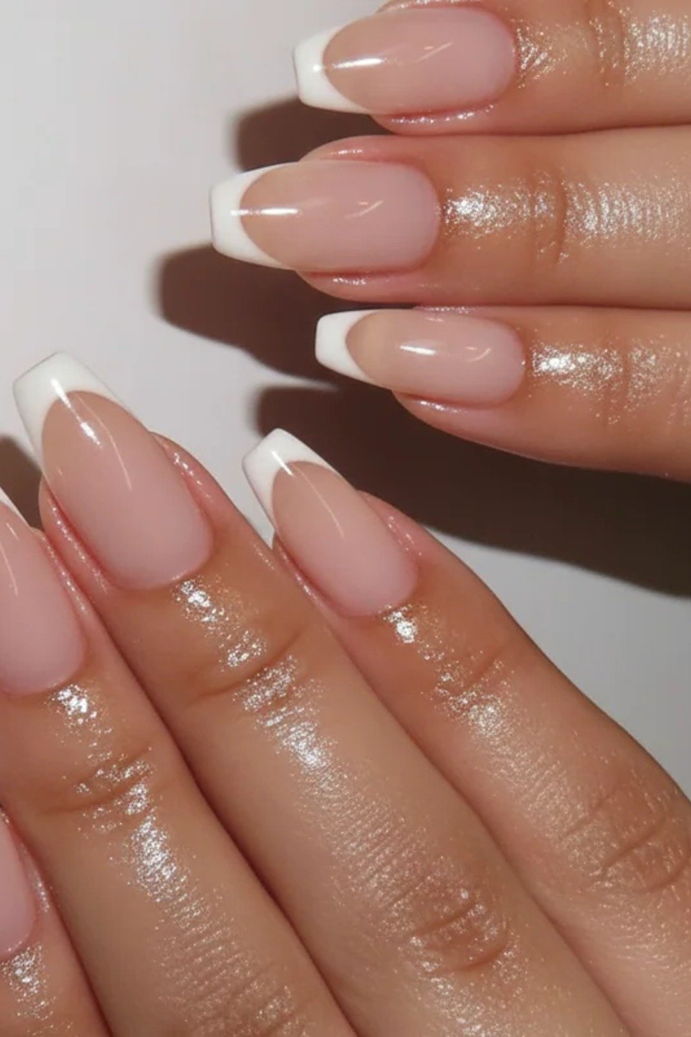 7. Glazed Classic White French Tips