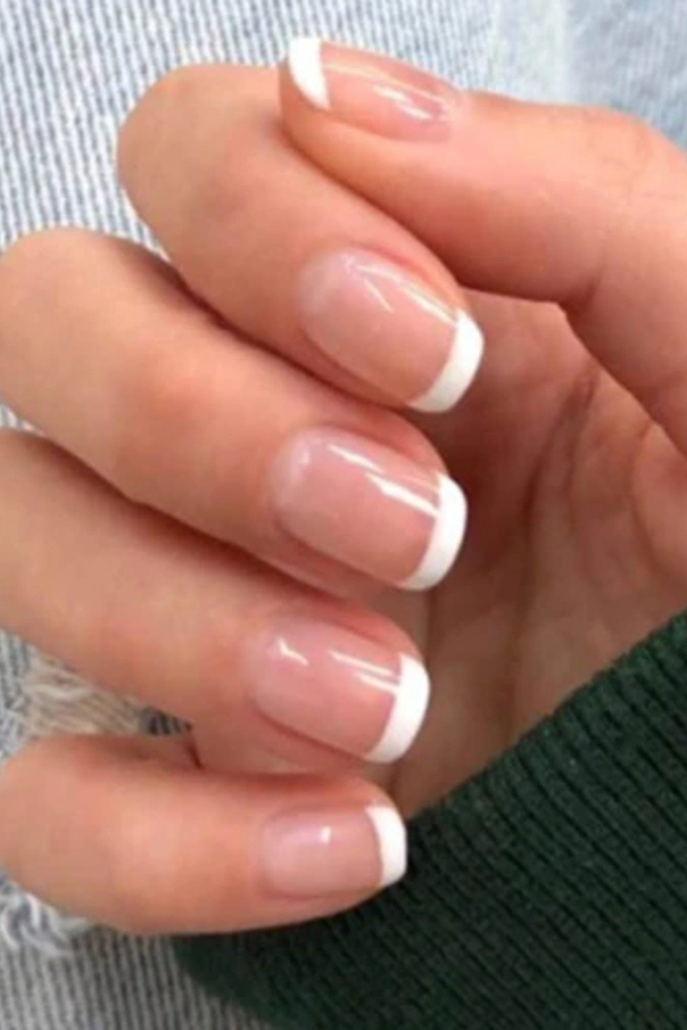 20. Classic Short Round White French Tips