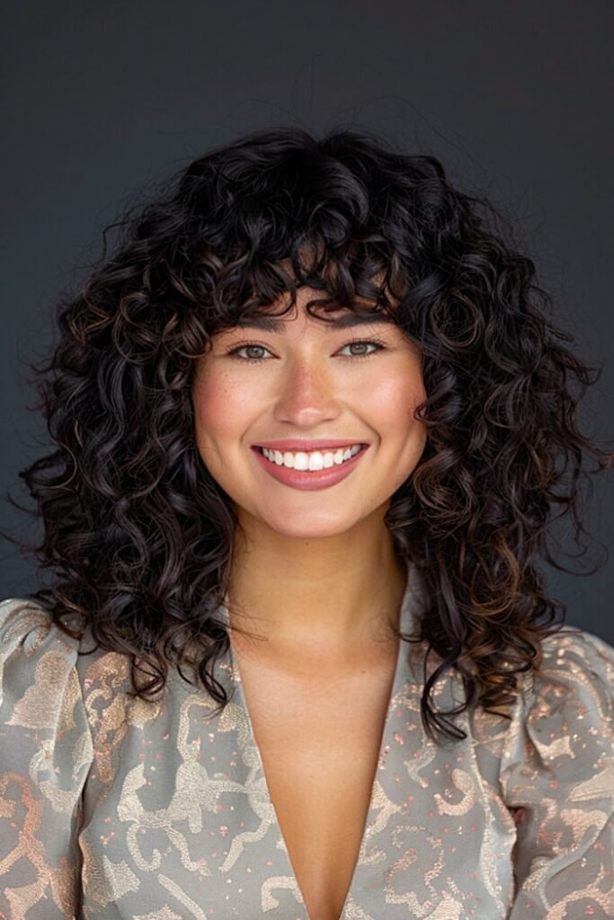 15. (Black Curly Cut with a Full Fringe)