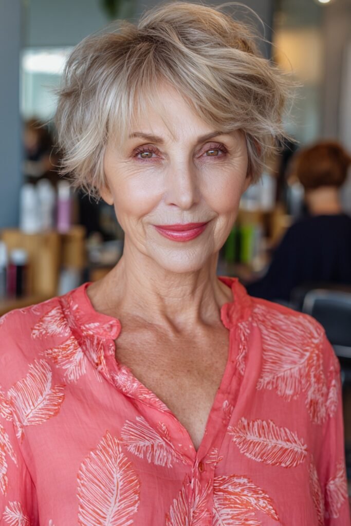 3. Soft Feathered Pixie with Side-Swept Bangs