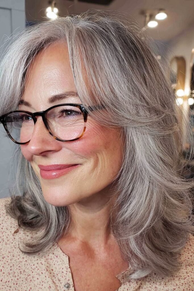 5. Long Feathered Layers in Silver Gray