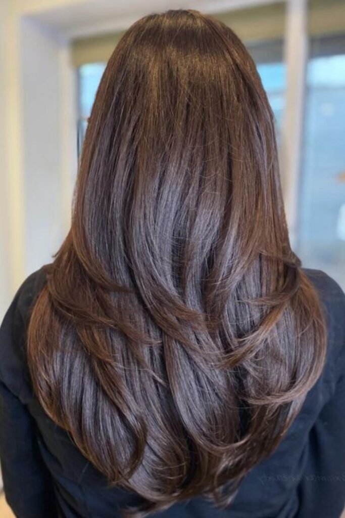 5. (Glossy Long V-Shaped Feather Layers)