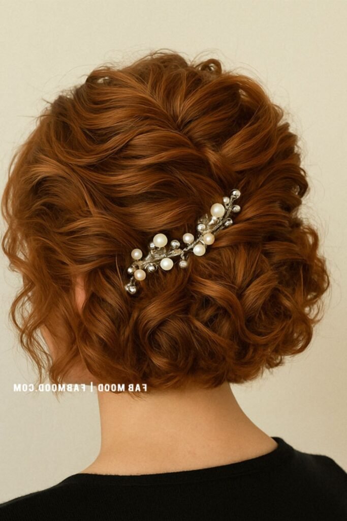 11. (Pinned Wave Updo with a Pearl Comb)