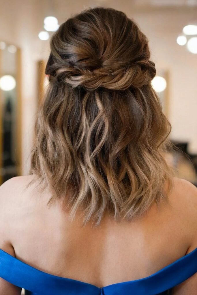 19. (Half Up Rope Twist with Soft Waves)