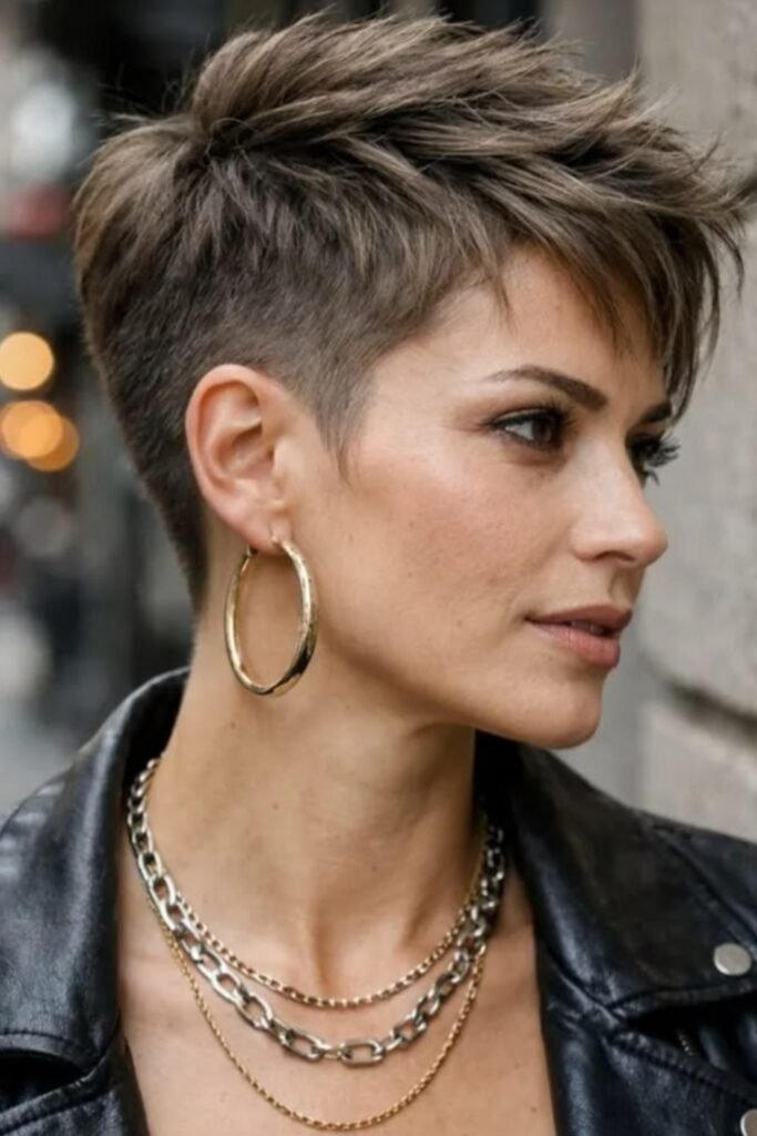 4. Tapered Undercut Pixie with Ash Highlights