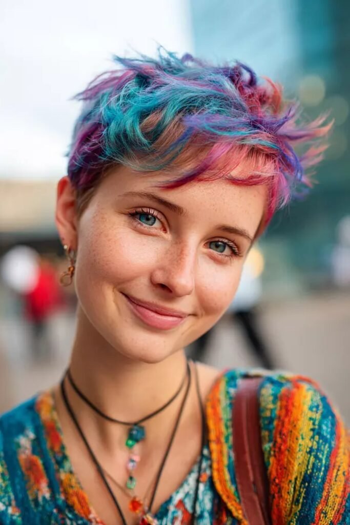 6. Rainbow Pixie with Teal, Purple and Pink