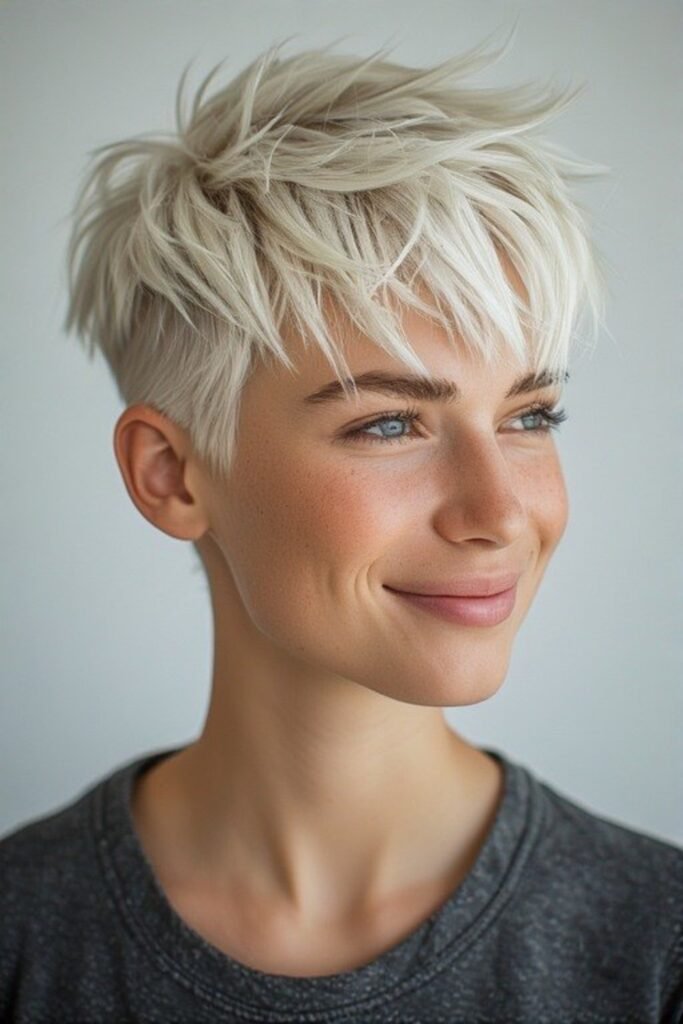 7. Platinum Spiky Pixie with Undercut