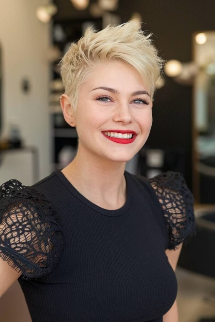 15. Bright Blonde Quiff Pixie