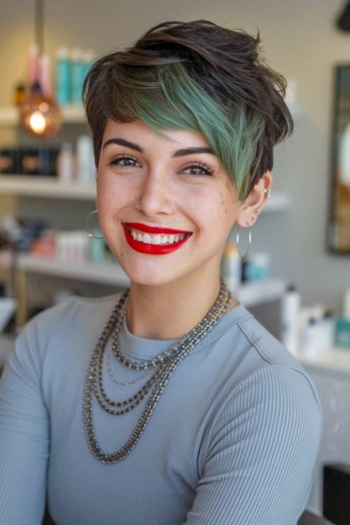 18. Mint Green Streak on a Dark Pixie