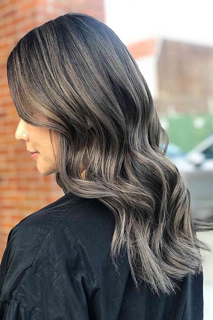 5. (Mushroom Brown Waves with Soft Ash Balayage)