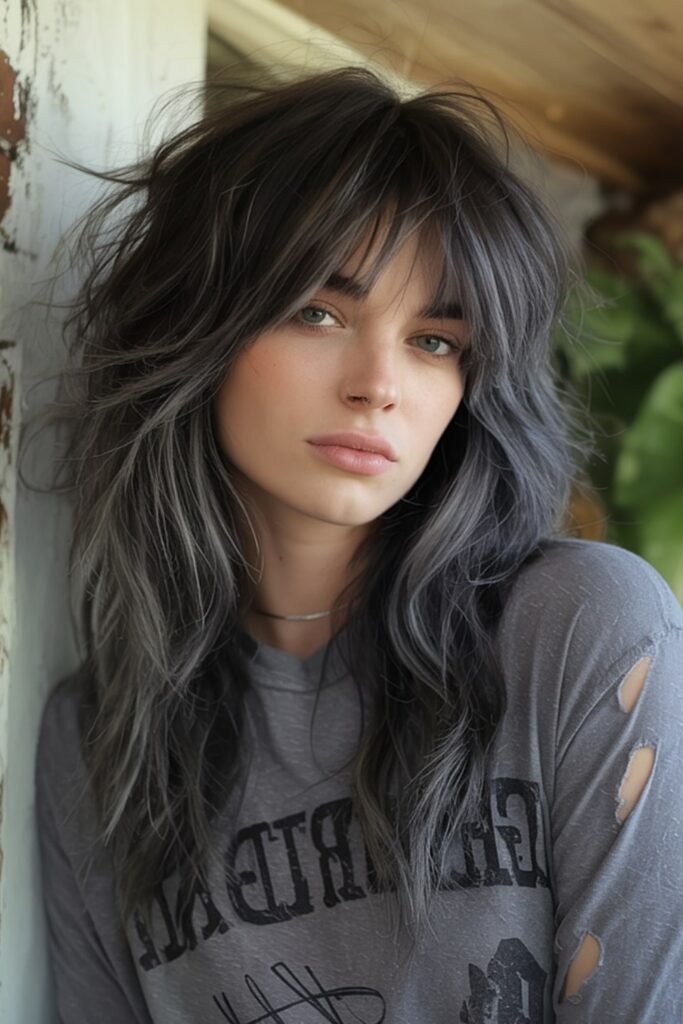 13. Smoky Silver Streaks on a Long Black Shag