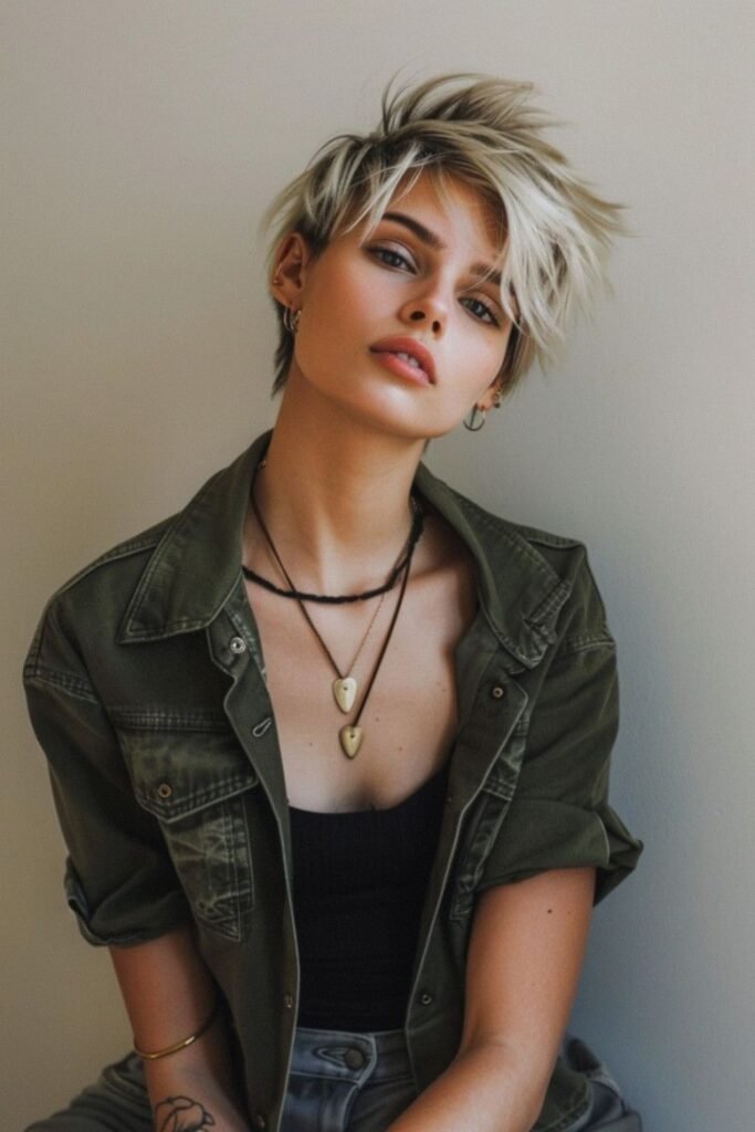 19. Spiky Pixie with Bleached Tips