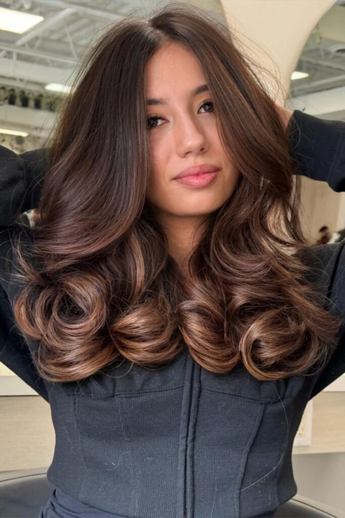 5. Chocolate Brown with Caramel Ends and Big Curls