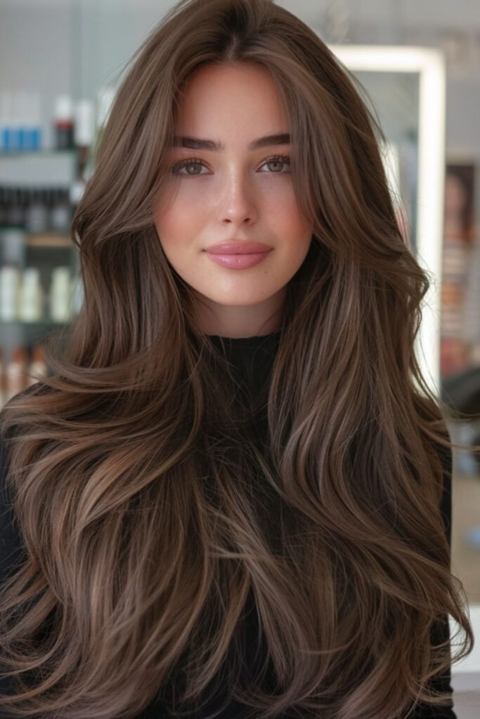 10. Mocha Brown Layers with Cool Shine