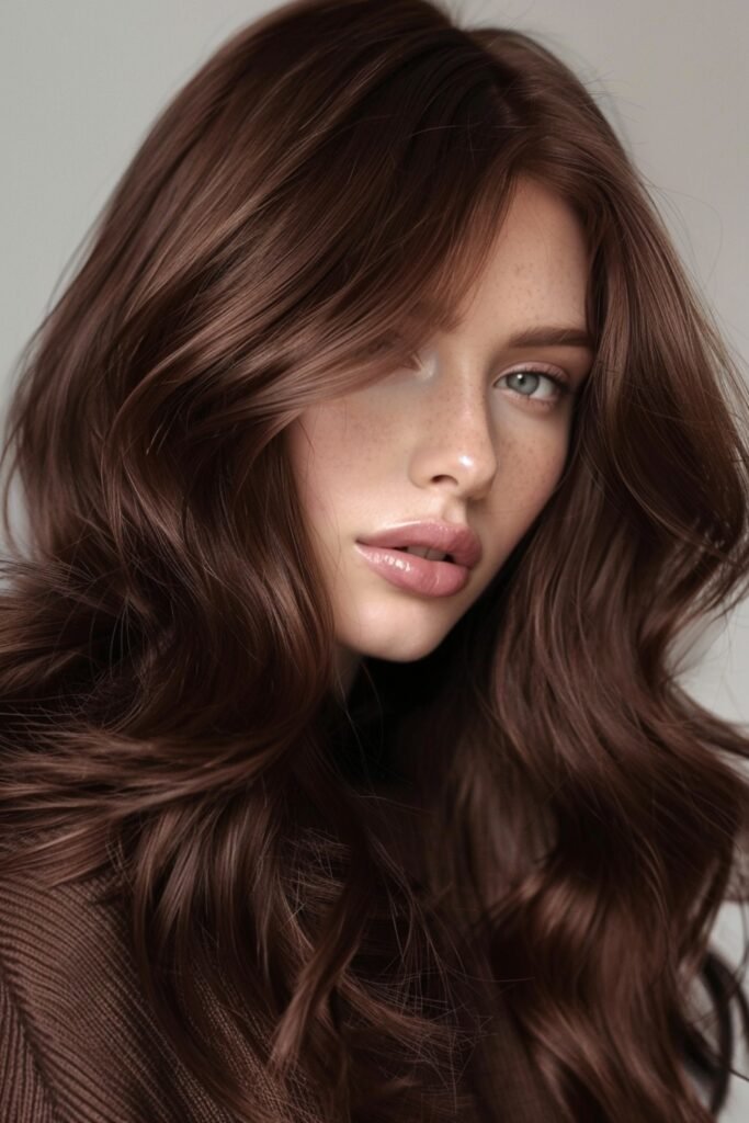 20. Deep Mahogany Brown with Glossy Waves