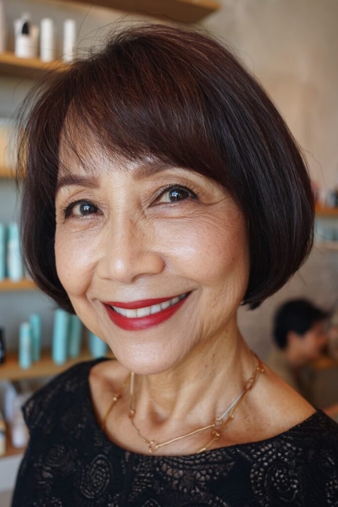 3. Rounded Bob with Wispy Bangs