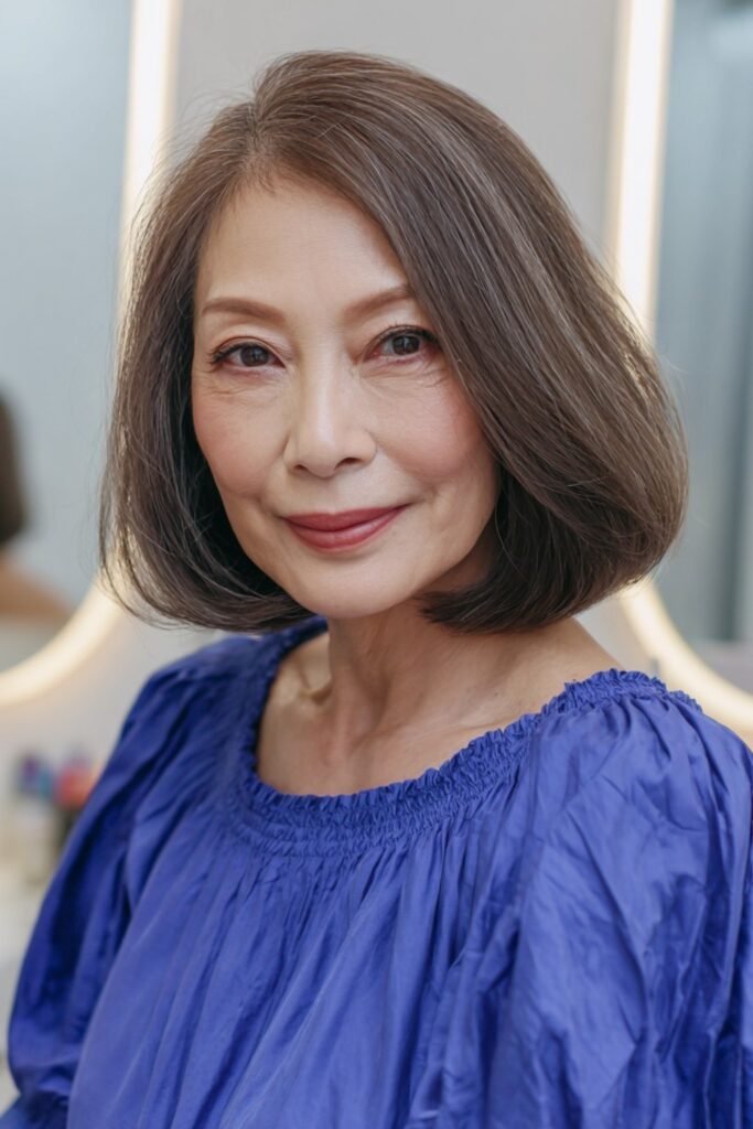 17. Sleek Chin-Length Bob with Deep Side Part