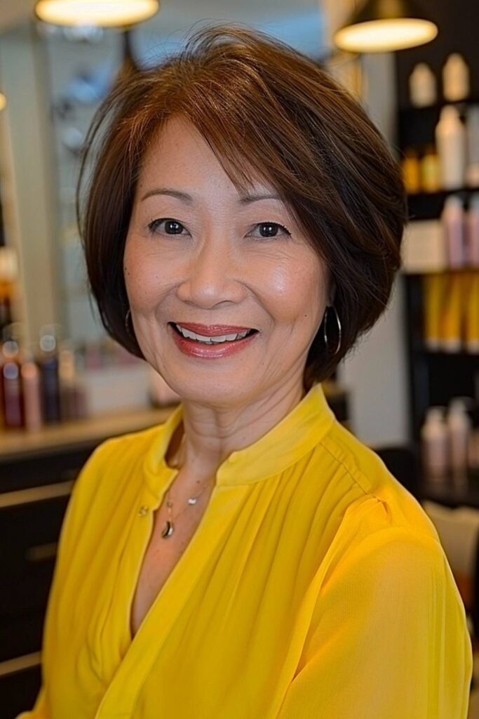 18. Layered Short Bob with Side-Swept Bangs