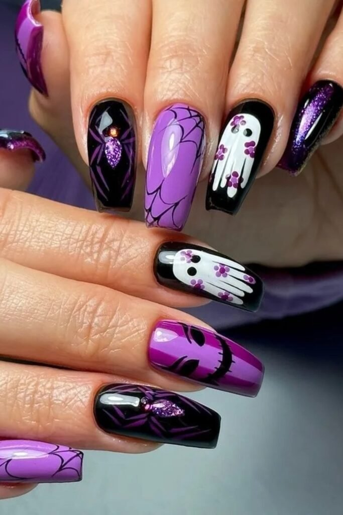 12. Purple and Black Spider, Ghost, and Skull-Face Set