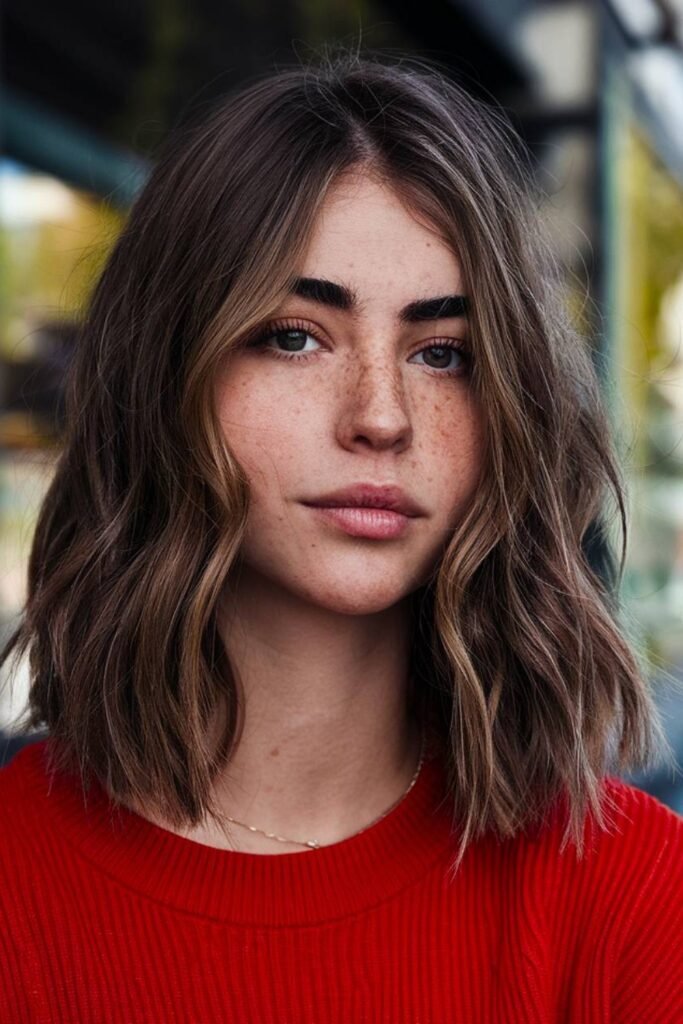 3. Sun-Kissed Brunette Wavy Haven Cut